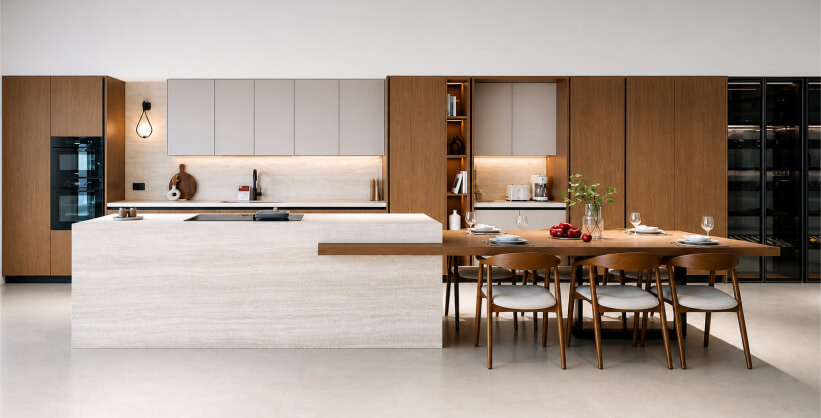 Warm Wooden Kitchen New Showroom